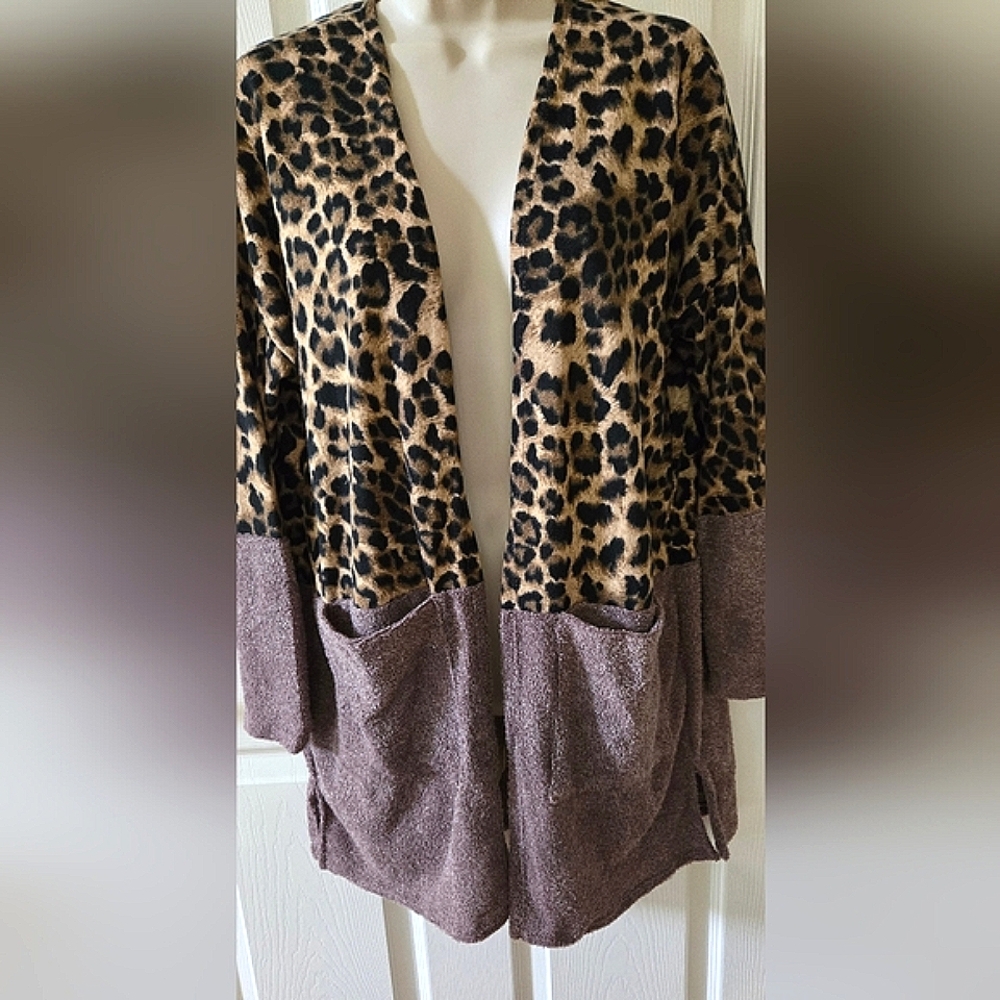 Hailey & Co. Leopard Print Open Front Cardigan